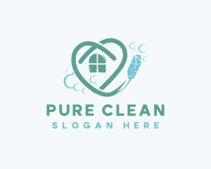 Heart House Cleaning Sponge logo design