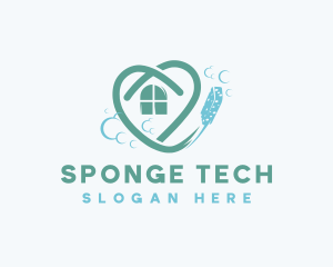 Sponge - Heart House Cleaning Sponge logo design