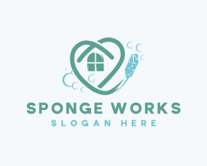 Sponge - Heart House Cleaning Sponge logo design