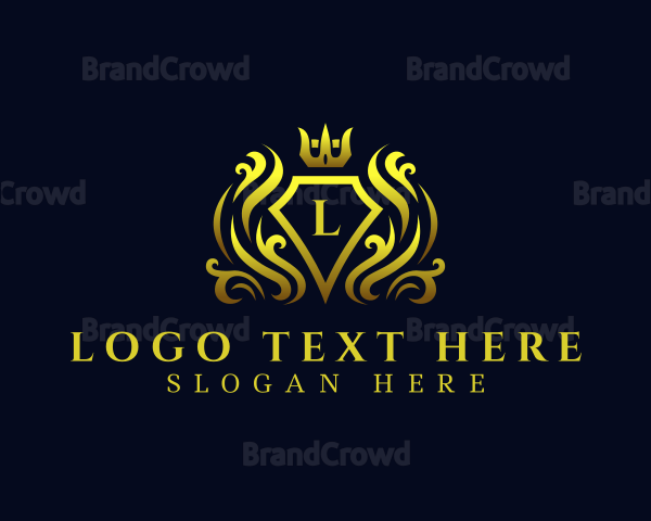 Fancy Crown Shield Royalty Logo