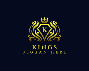 Fancy Crown Shield Royalty logo design