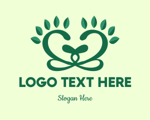 Vegan - Green Organic Heart logo design