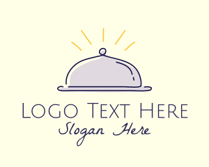 Waiter - Restaurant Food Cloche logo design