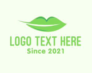 Green - Leaf Lips Makeup logo design