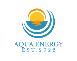 Aqua Beach Sunset  logo design