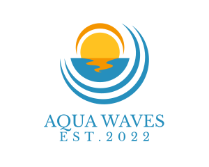 Aqua Beach Sunset  logo design