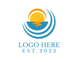 Sunshine - Aqua Beach Sunset logo design