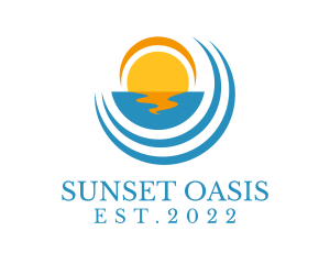 Aqua Beach Sunset  logo design