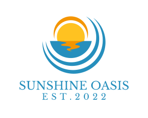 Aqua Beach Sunset  logo design