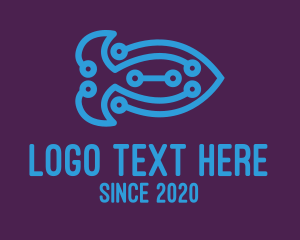 High Technology - Digital Blue Fish logo design