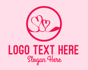 Valentine - Pink Twin Hearts logo design