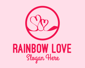 Pink Twin Hearts  logo design