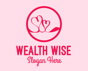 Wedding Anniversary - Pink Twin Hearts logo design