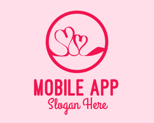 Dating App - Pink Twin Hearts logo design