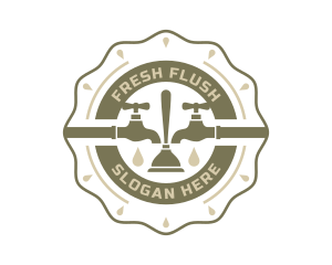 Toilet - Faucet Plunger Plumbing Emblem logo design