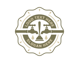 Drainage - Faucet Plunger Plumbing Emblem logo design