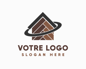 Floor - Wooden Tiles Home Orbit logo design