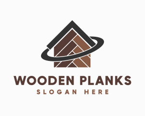 Wooden Tiles Home Orbit logo design