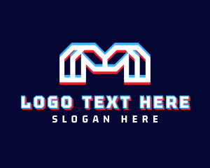 Static Motion - Glitch Geometric Letter M logo design