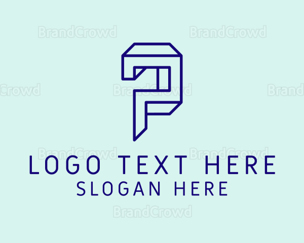 Tech 3D Brick Letter P Logo
