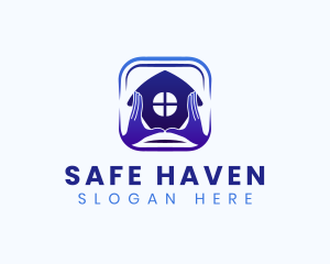 Shelter - House Hand Shelter logo design