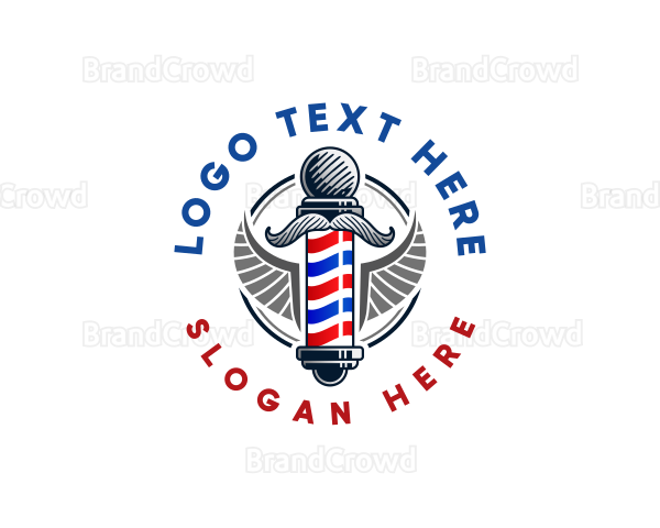 Barbershop Grooming Wings Logo