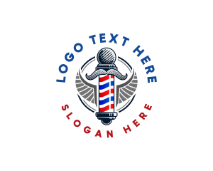 Barbershop Grooming Wings Logo