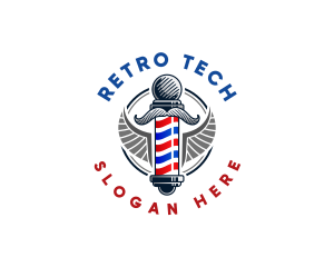 Barbershop Grooming Wings logo design