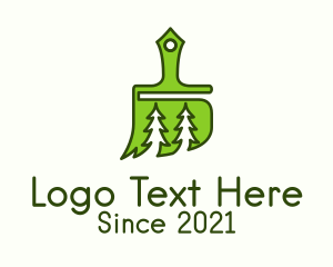 House Painter - Pine Tree Paintbrush logo design