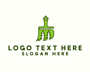 Environment Friendly - Pine Tree Paintbrush logo design
