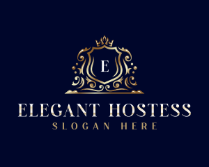 Elegant Crown Shield logo design