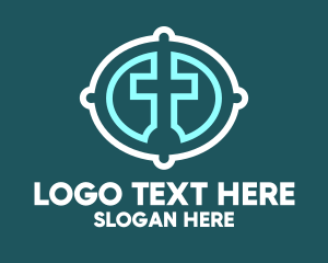 Blue God - Christian Cross Badge logo design