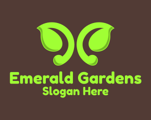 Green Butterfly Leaf  logo design