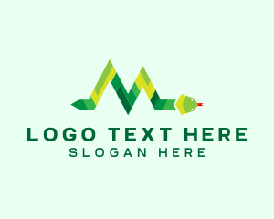 Green - Geometric Snake Letter M logo design