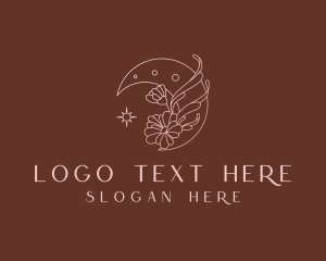 Bohemian - Floral Moon Star logo design