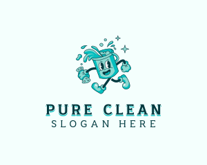 Cartoon Cleaning Bucket  logo design