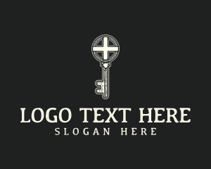 Occult - Antique Vintage Key Cross logo design