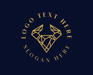Luxury - Diamond Horn Crystal Bull logo design