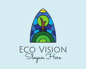 Stained Glass Eco Tree logo design