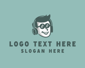 Illustration - Headphones Guy Face logo design