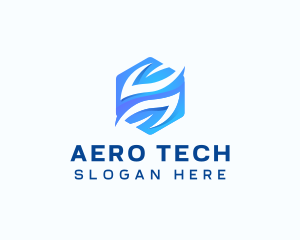 Tech Hexagon Leaf logo design