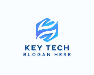 Tech Hexagon Leaf logo design