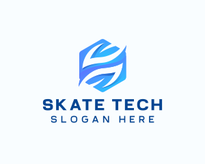 Tech Hexagon Leaf logo design