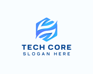 Tech Hexagon Leaf logo design