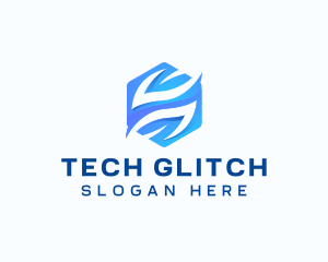 Tech Hexagon Leaf logo design