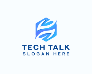 Tech Hexagon Leaf logo design