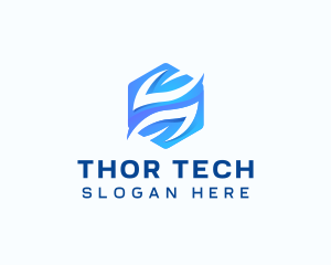 Tech Hexagon Leaf logo design