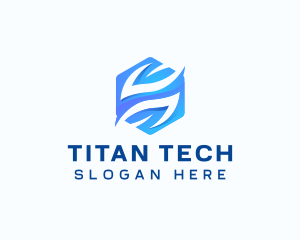 Tech Hexagon Leaf logo design