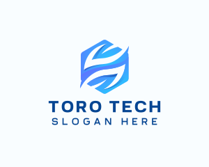 Tech Hexagon Leaf logo design