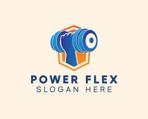 Dumbbell Hand Shield logo design